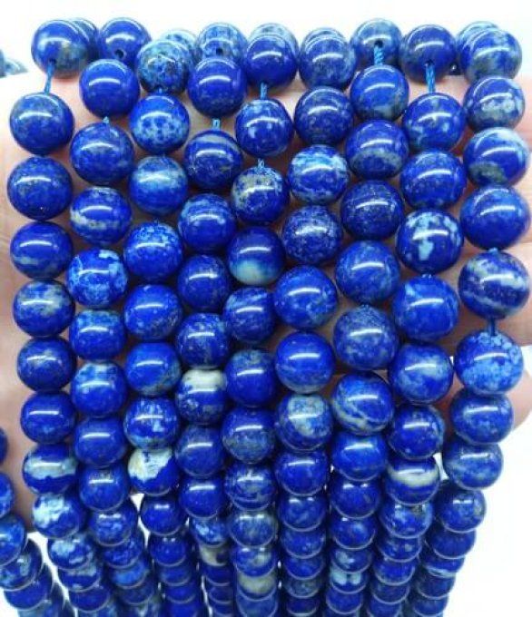 Perles Lapis lazuli au fil 