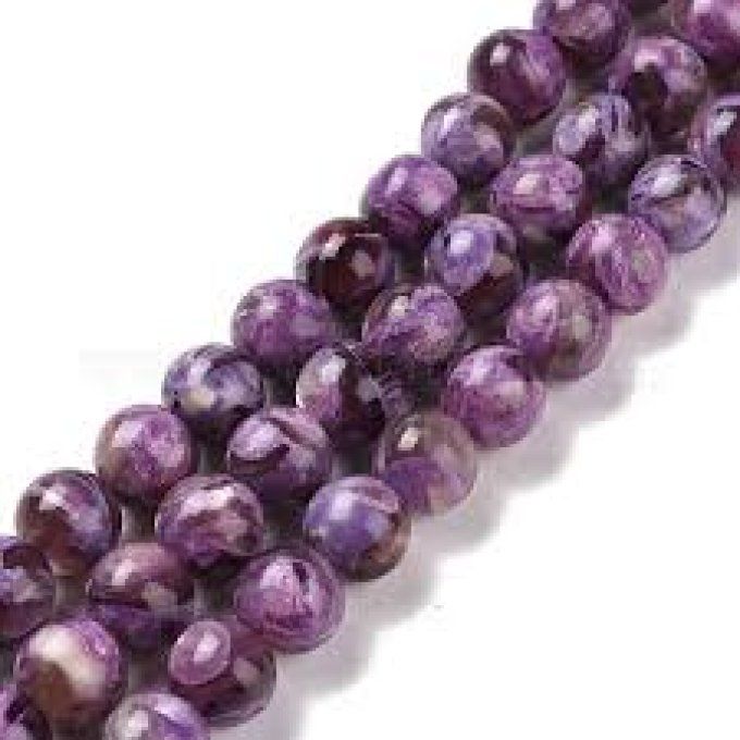 Perles Lépidolite au fil