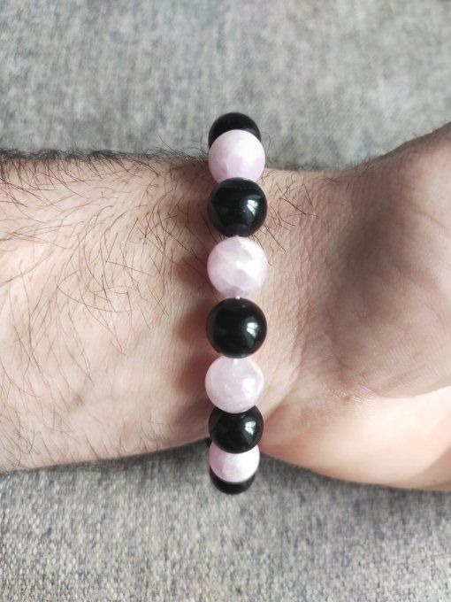Bracelet Obsidienne / kunzite