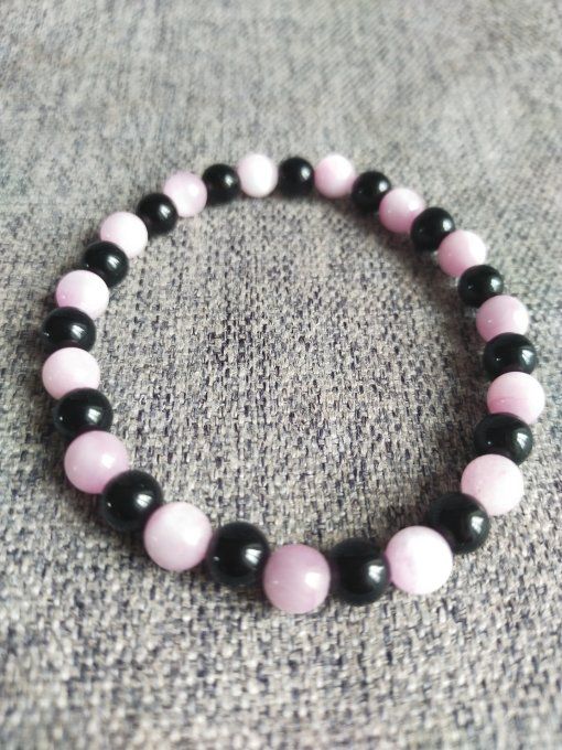 Bracelet Obsidienne / kunzite