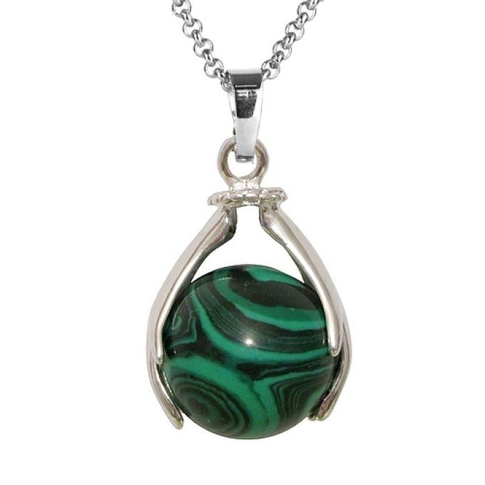Pendentif Malachite boule et main