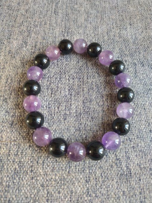 Bracelet Améthyste / Tourmaline