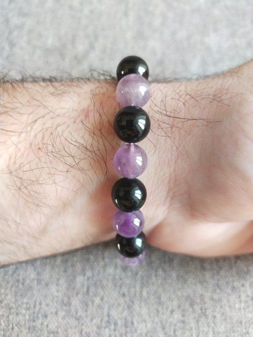 Bracelet Améthyste / Tourmaline
