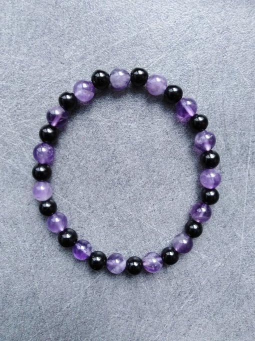 Bracelet Améthyste / onyx (Taille enfant)