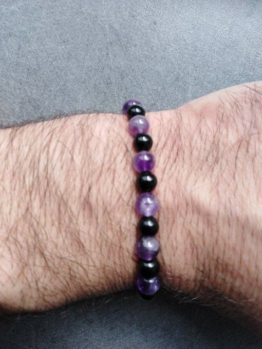 Bracelet Améthyste / onyx