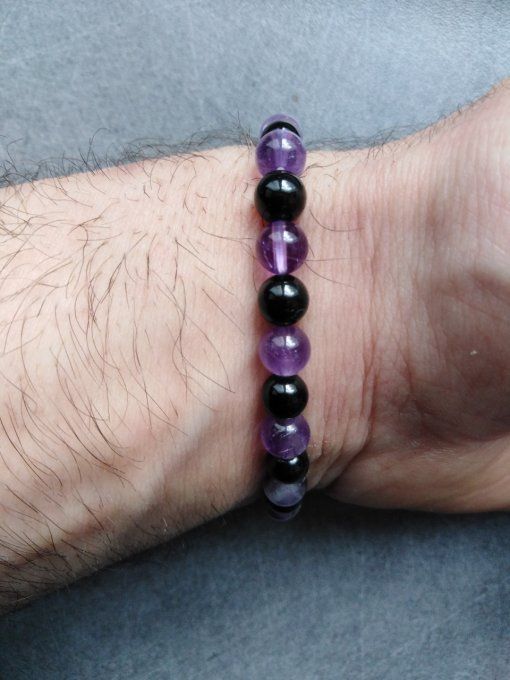 Bracelet Améthyste / onyx