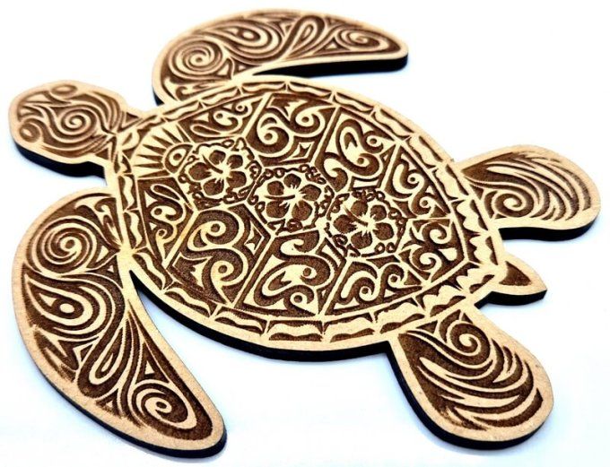 Plaque bois sculptée tortue