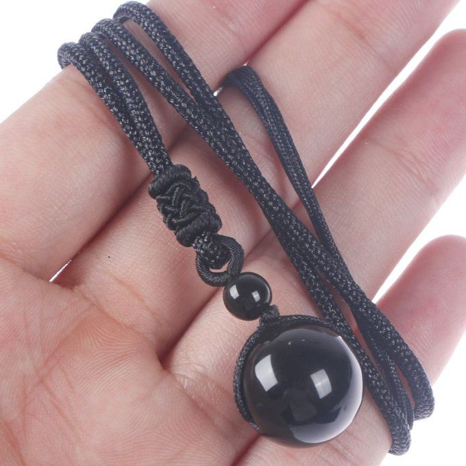 Pendentif boule Obsidienne noir