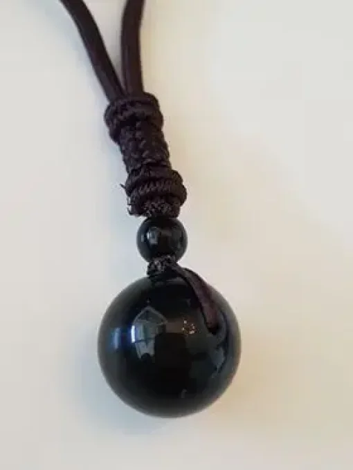 Pendentif boule Obsidienne noir