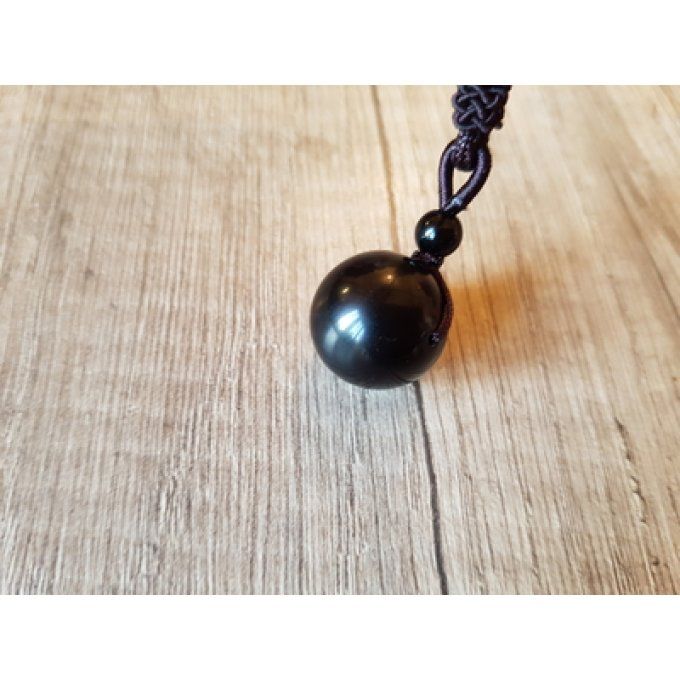 Pendentif boule Obsidienne noir