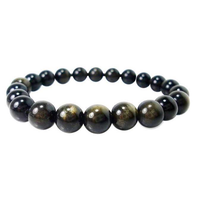 Bracelet Obsidienne dorée