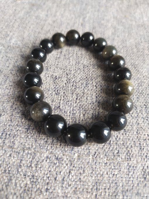 Perle Obsidienne dorée à l'unité