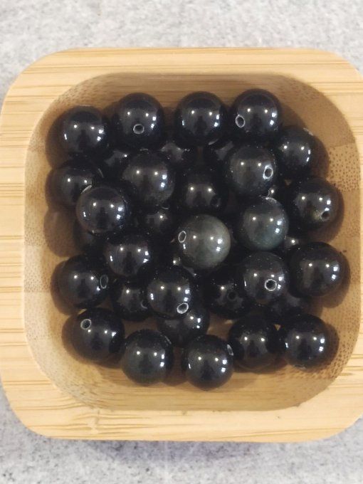 Perle Obsidienne dorée à l'unité