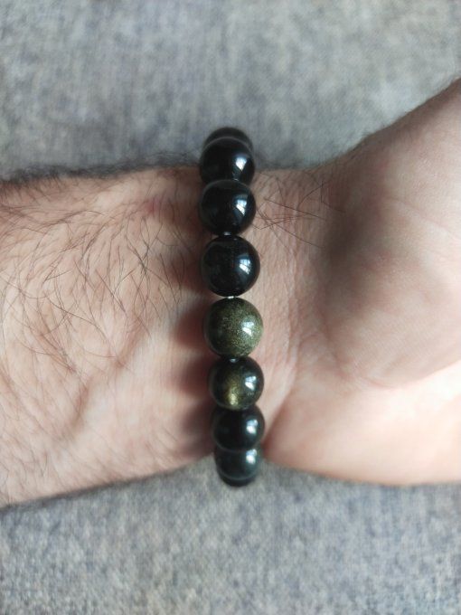 Bracelet Obsidienne dorée