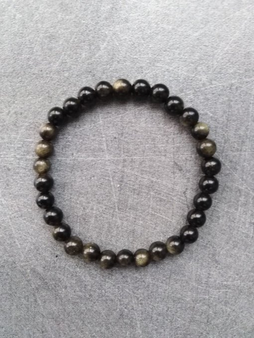 Bracelet Obsidienne dorée (Taille enfant)