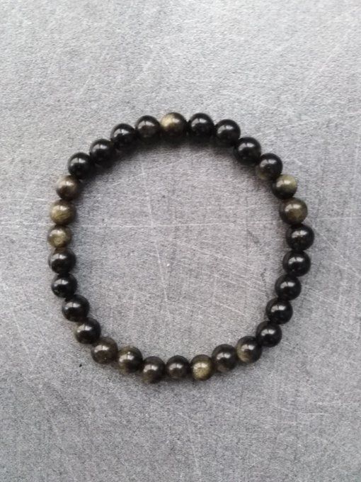 Bracelet Obsidienne dorée