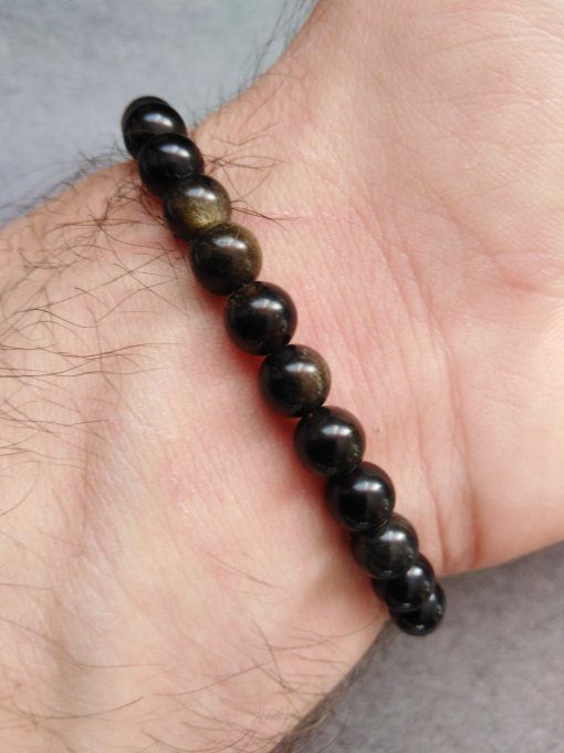 Bracelet Obsidienne dorée