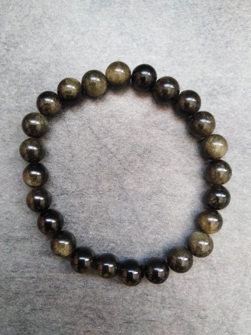 Perle Obsidienne dorée à l'unité