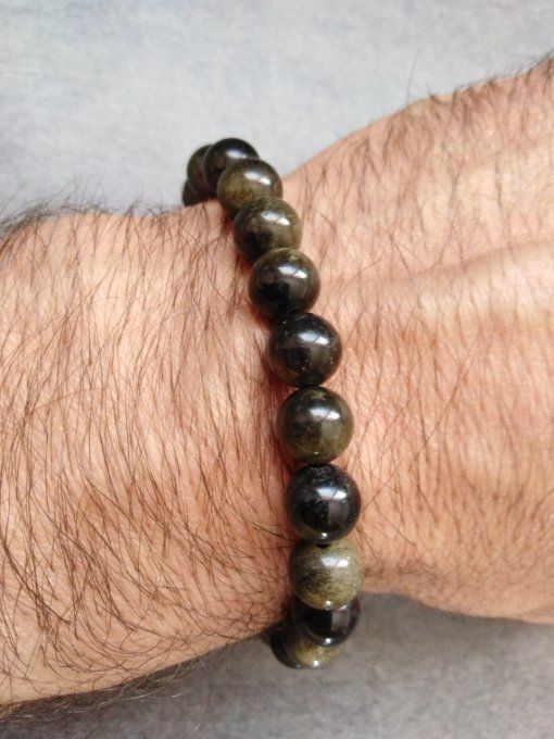 Bracelet Obsidienne dorée