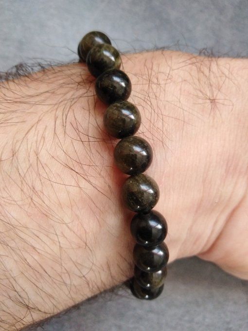 Bracelet Obsidienne dorée