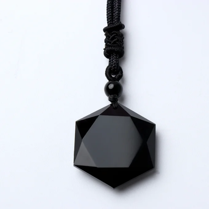 Pendentif Obsidienne hexagonale - Copie