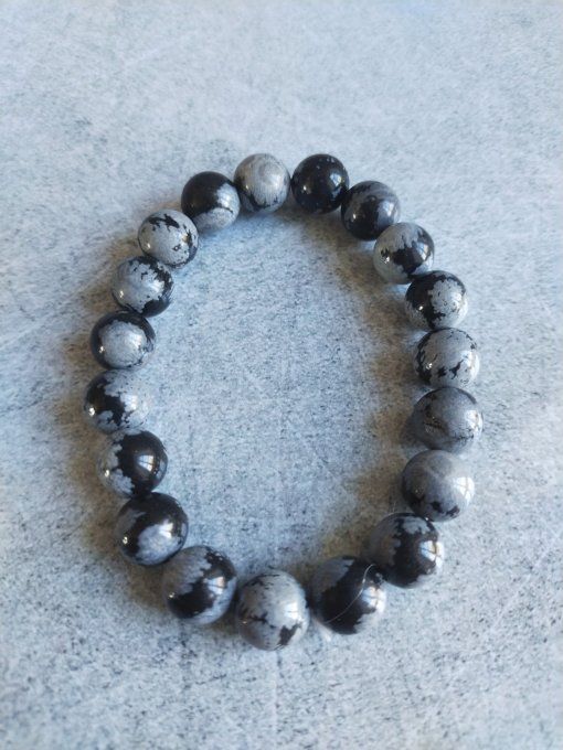 Bracelet Obsidienne flocon de neige