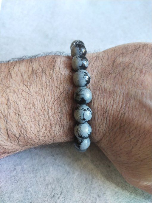 Bracelet Obsidienne flocon de neige