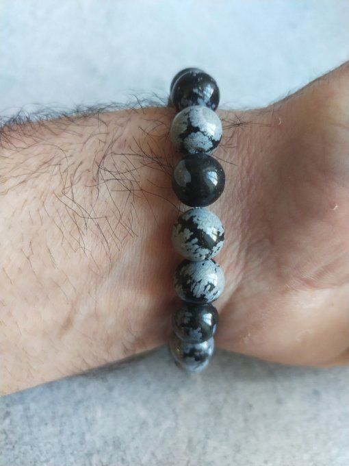 Bracelet Obsidienne flocon de neige
