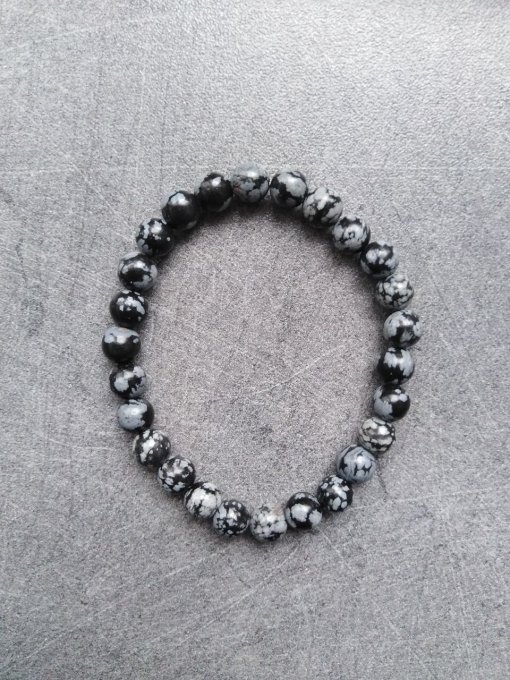 Bracelet Obsidienne flocon de neige (Taille enfant)