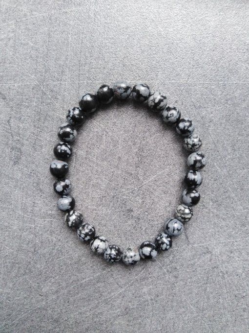 Perle Obsidienne flocon de neige à l'unité