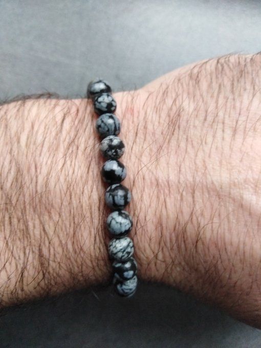 Bracelet Obsidienne flocon de neige