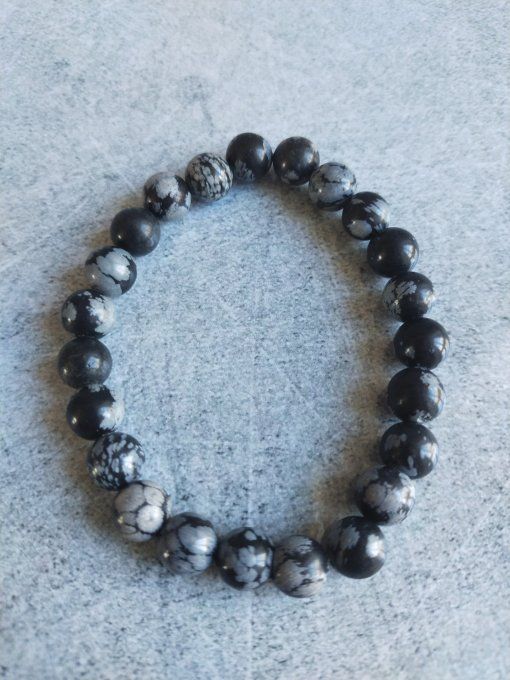 Perle Obsidienne flocon de neige à l'unité