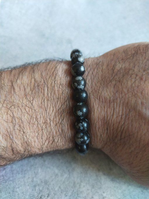 Bracelet Obsidienne flocon de neige