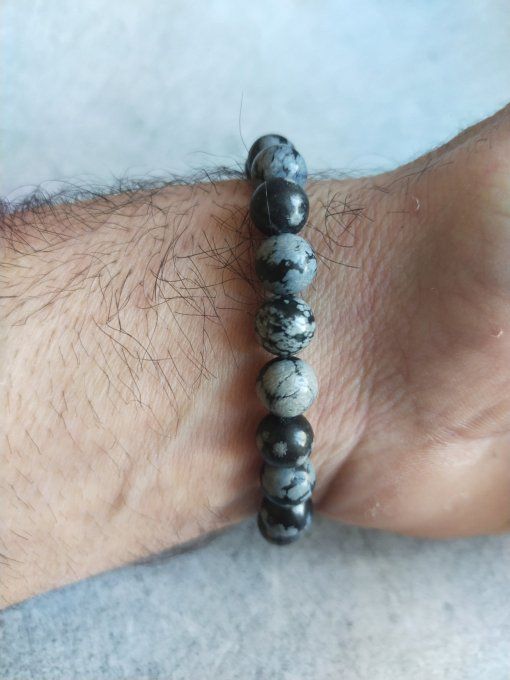 Bracelet Obsidienne flocon de neige