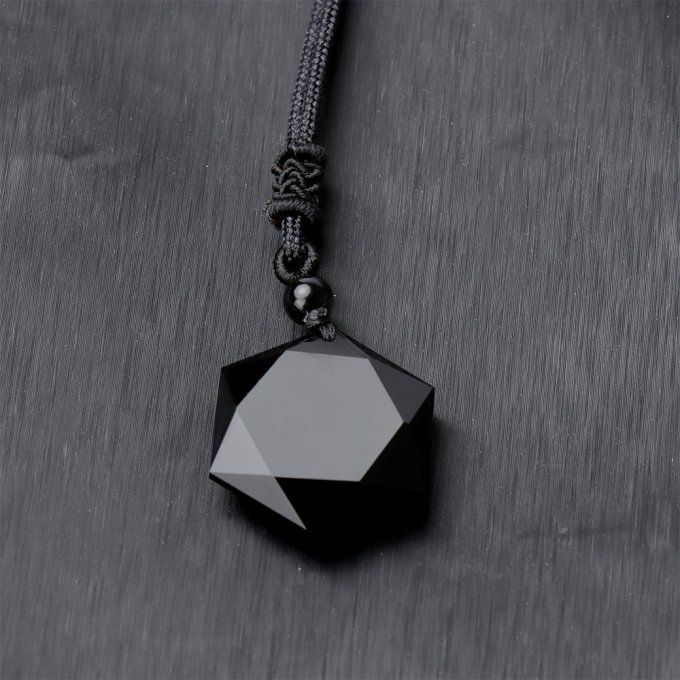 Pendentif Obsidienne hexagonale