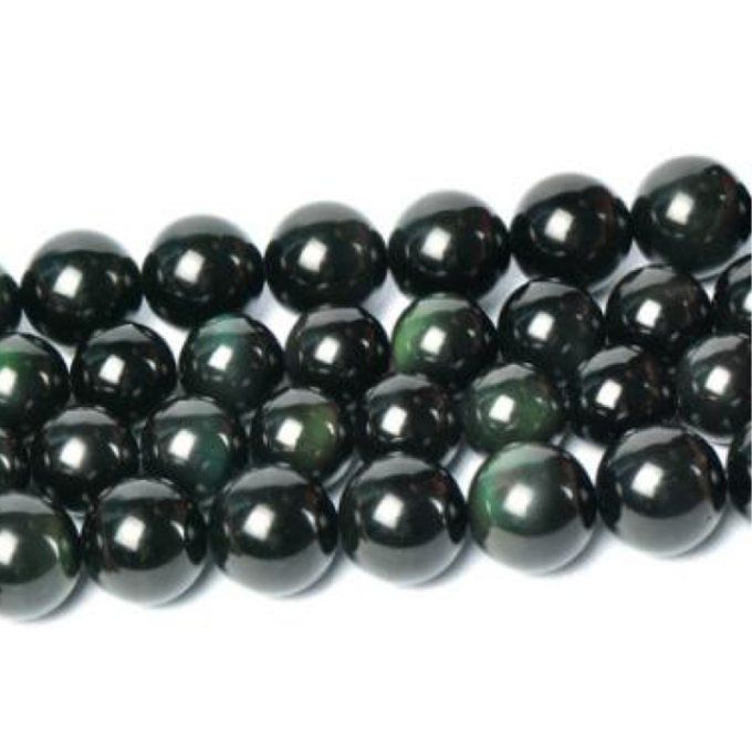 Perles Obsidienne Oeil Celeste au fil
