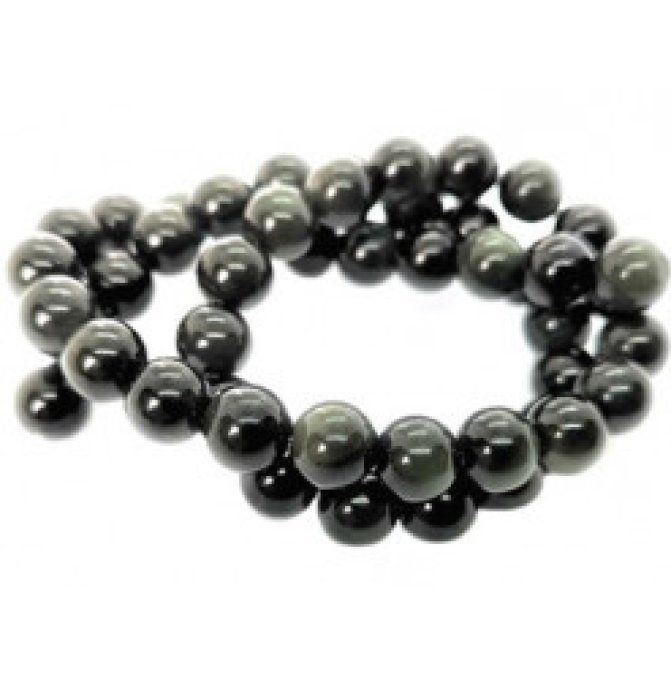 Perles Obsidienne Oeil Celeste au fil