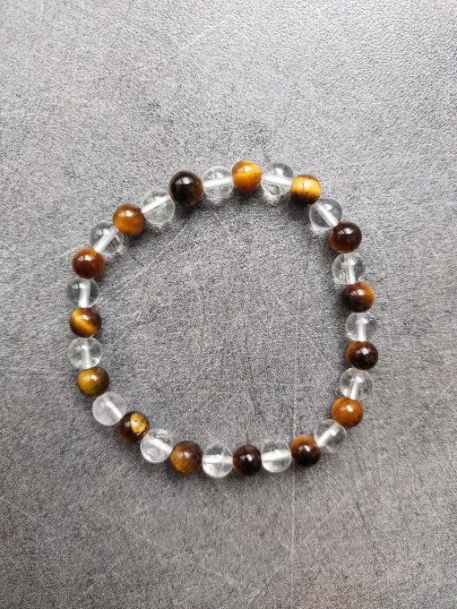 Bracelet Oeil de tigre / Quartz (Taille enfant)