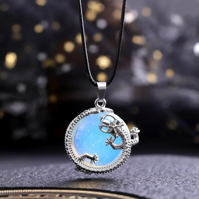 Pendentif dragon Opaline