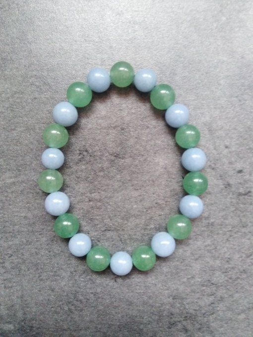 Bracelet Angelite / aventurine vert