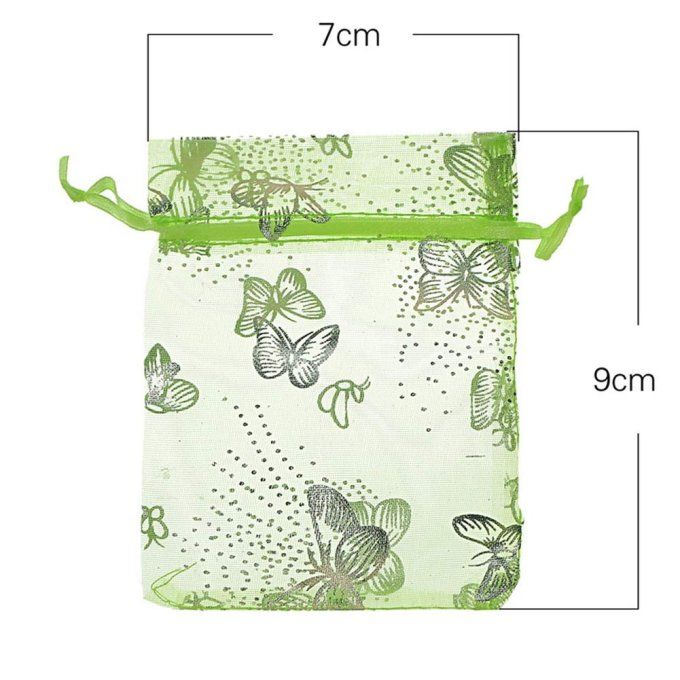 Sac organza papillon vert clair