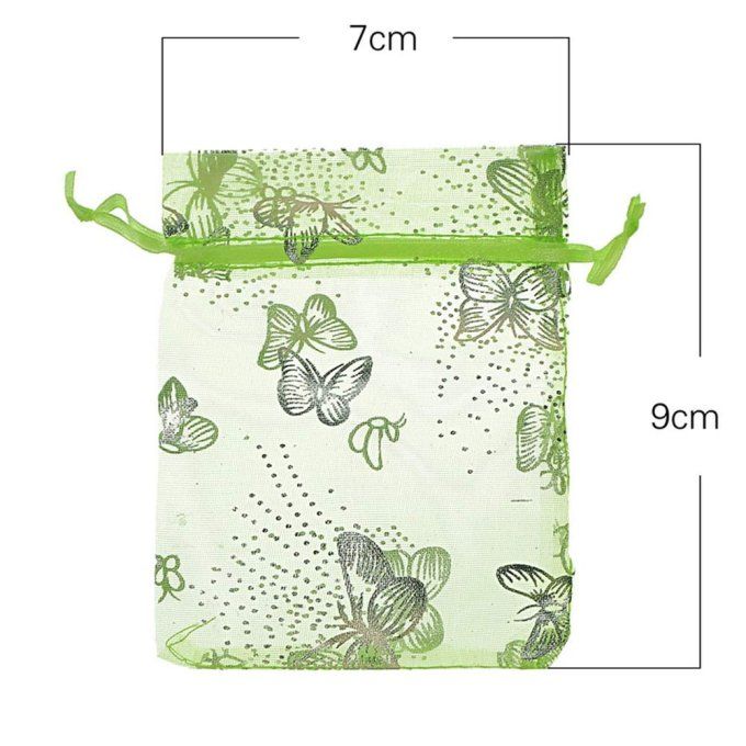 Sac organza papillon vert clair