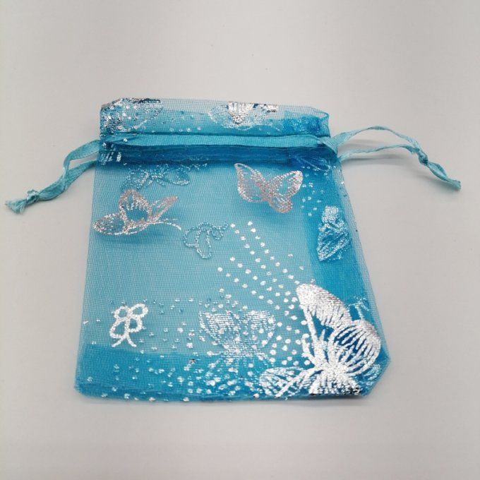 Sac organza papillon turquoise