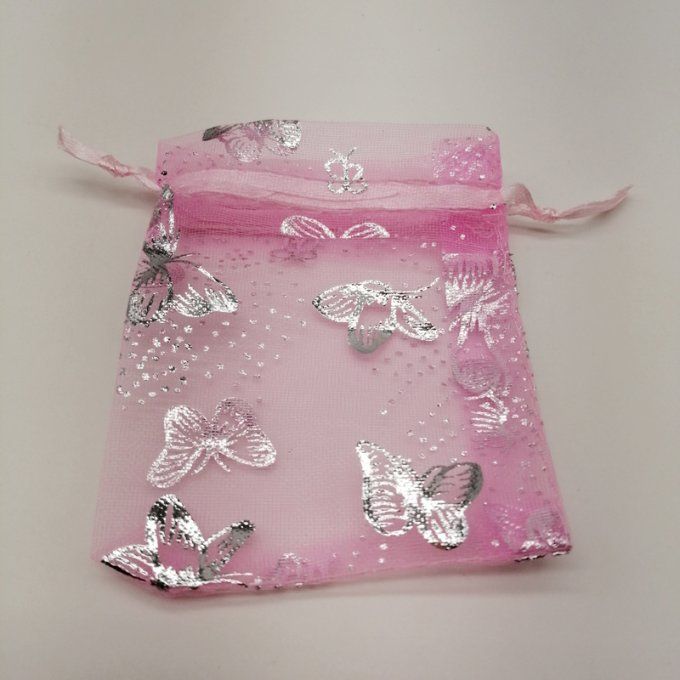 Sac organza papillon rose