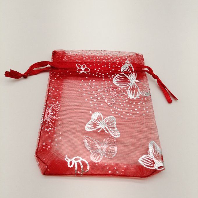 Sac organza papillon rouge