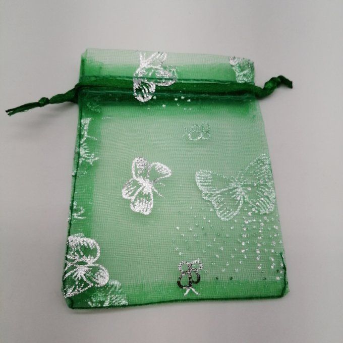 Sac organza papillon vert foncé