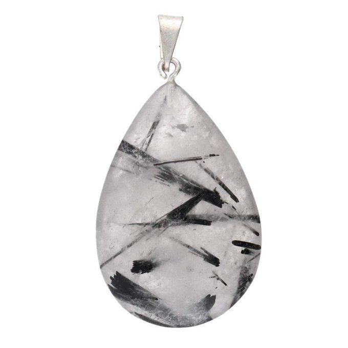 Pendentif goutte Quartz Tourmaline