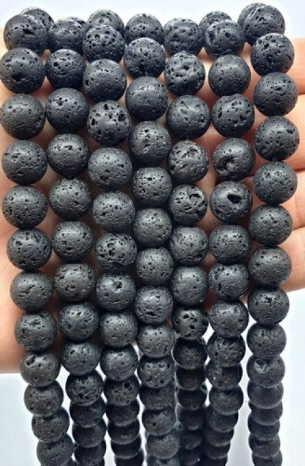 Perles Pierre de lave au fil