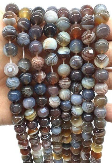 Perles Agate de botswana au fil