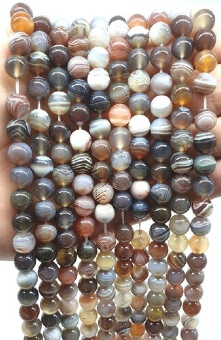 Perles Agate de botswana au fil